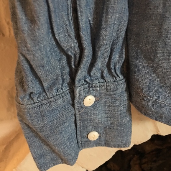 Madewell Chambray Ruffle-Yoke Top - Picture 7 of 8